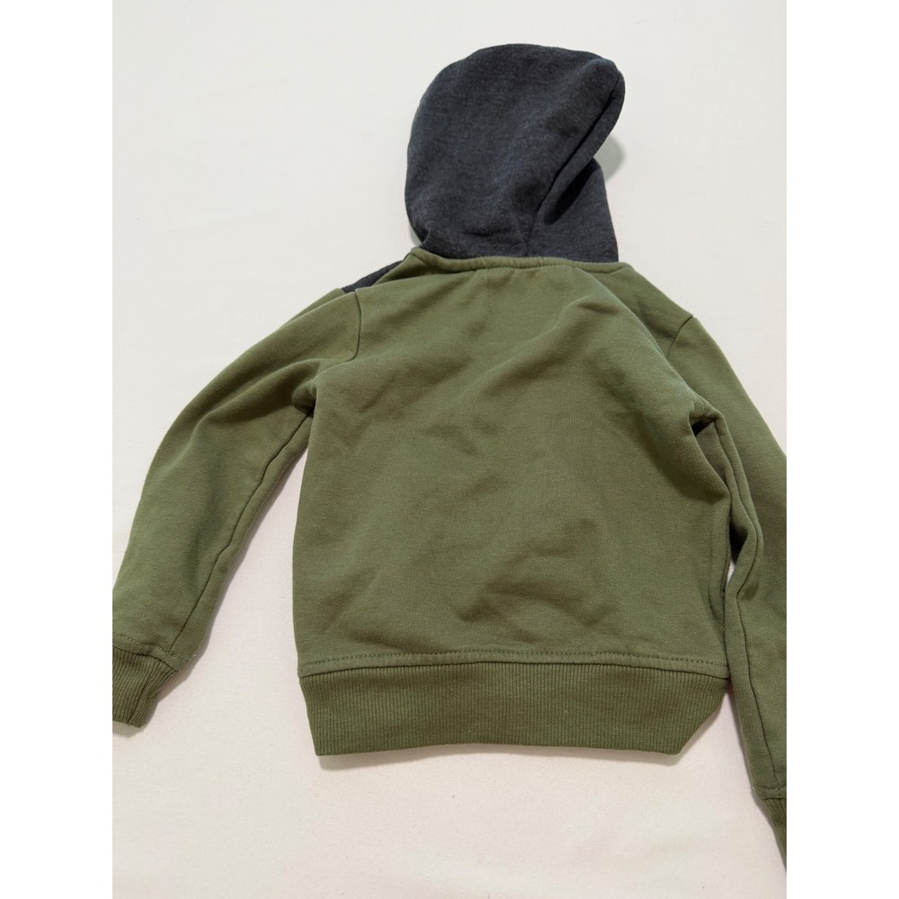 Lee Boys Hoodie Olive Green Charcoal Gray Colorblock Henley Pullover 2T - Picture 4 of 5